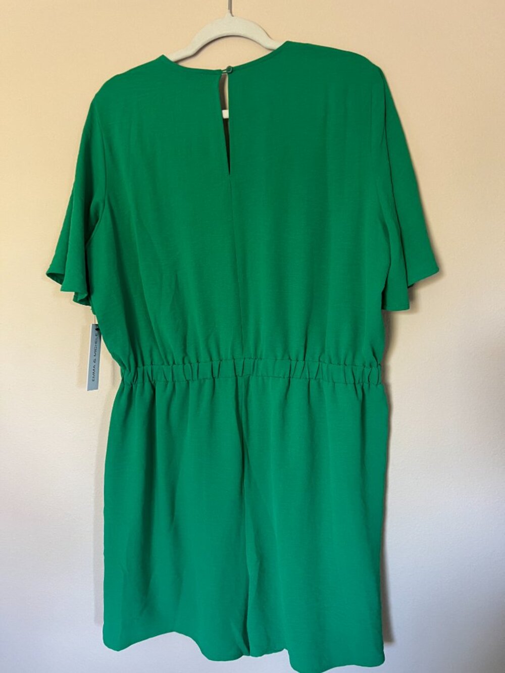 Emma & Michele V Neck Flutter Sleeve Skort Romper - Green - Size XL - Picture 2 of 6